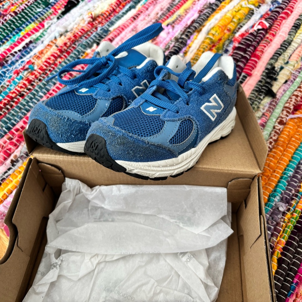 New Balance Kids Navy and White Sneakers